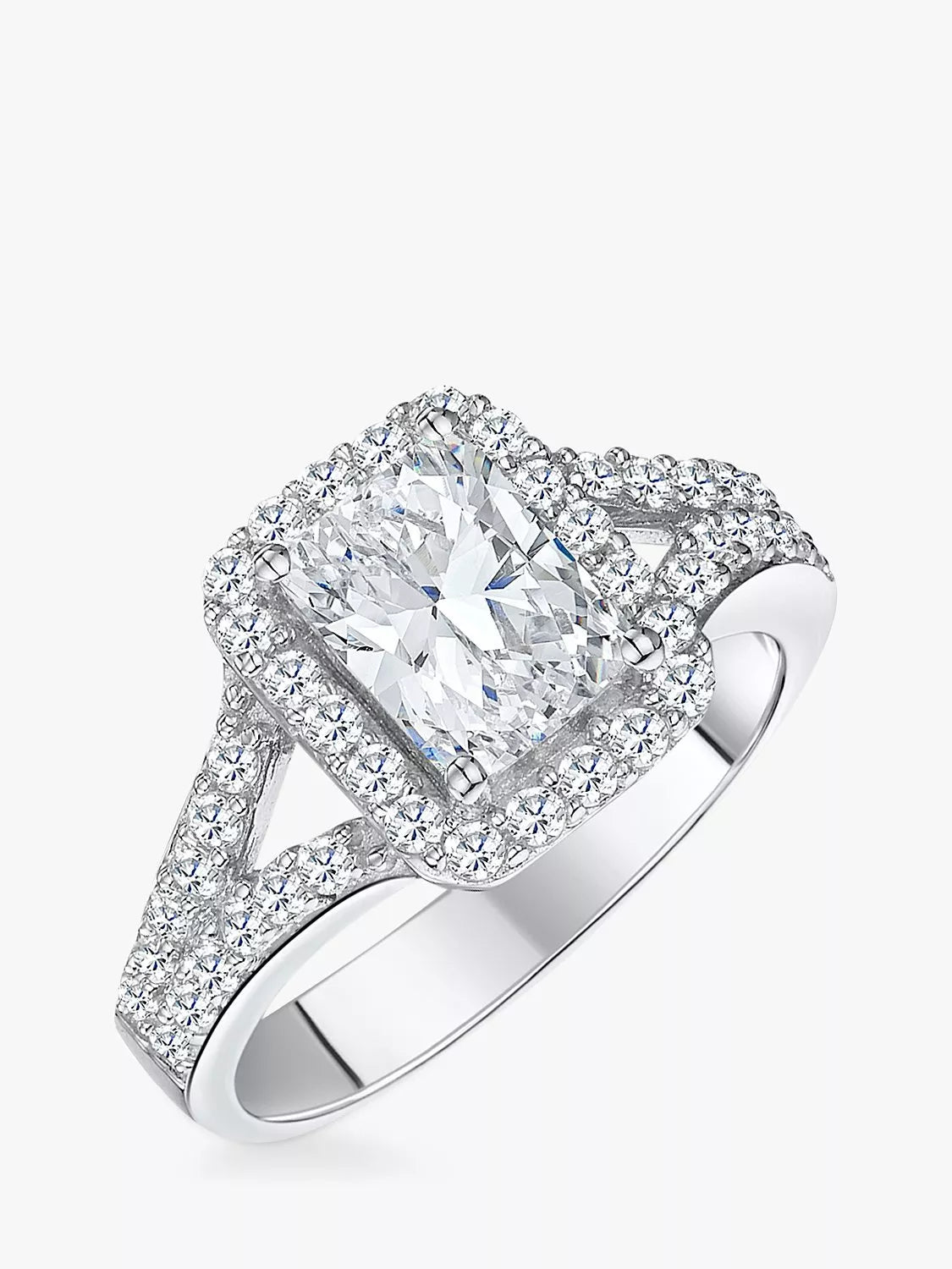 Jools by Jenny Brown Zirkonia-Smaragd-Halo-Cocktailring, Silber
