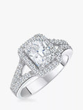 Jools by Jenny Brown Zirkonia-Smaragd-Halo-Cocktailring, Silber