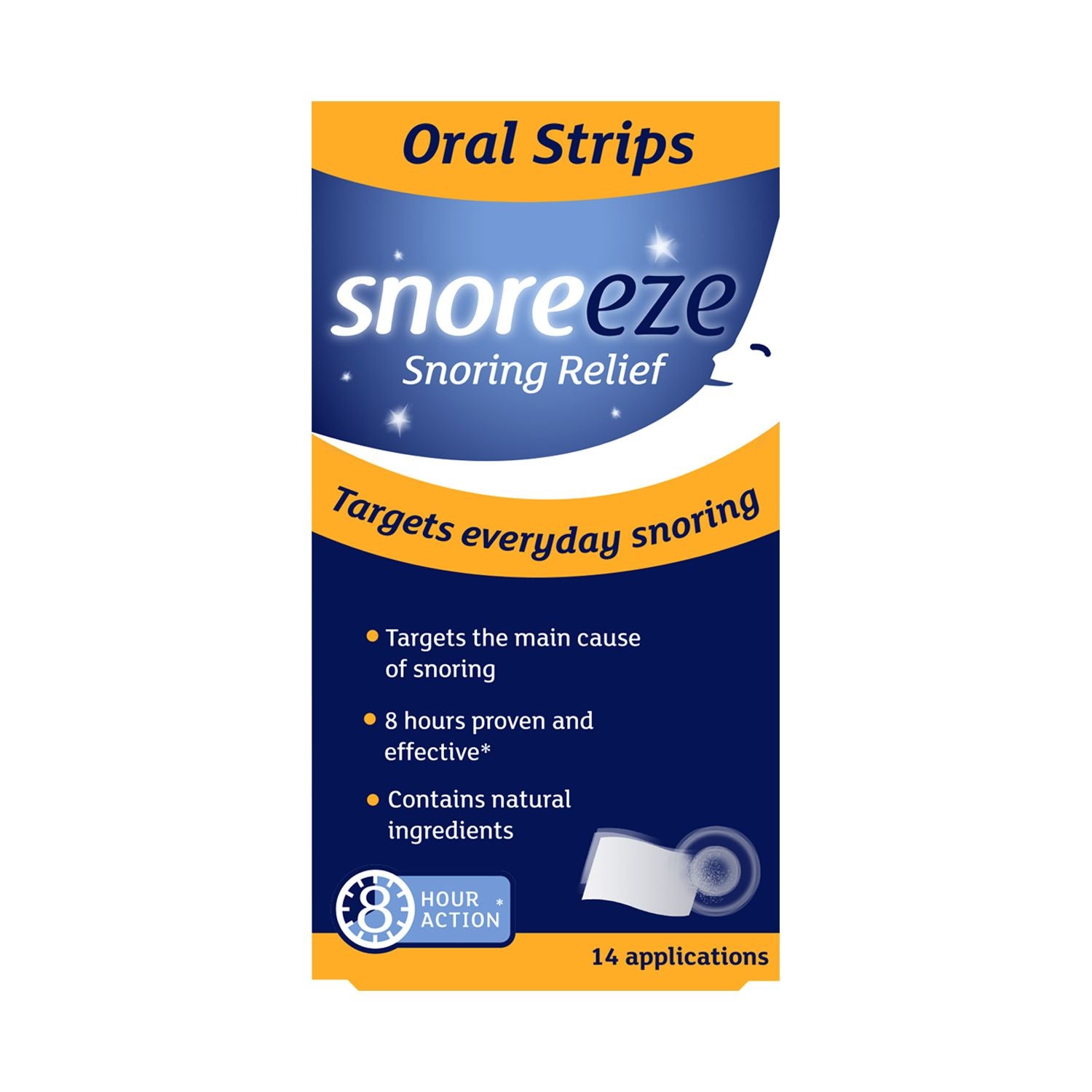 Snoreeze snoring relief oral strips 14 applications, imported from the UK
