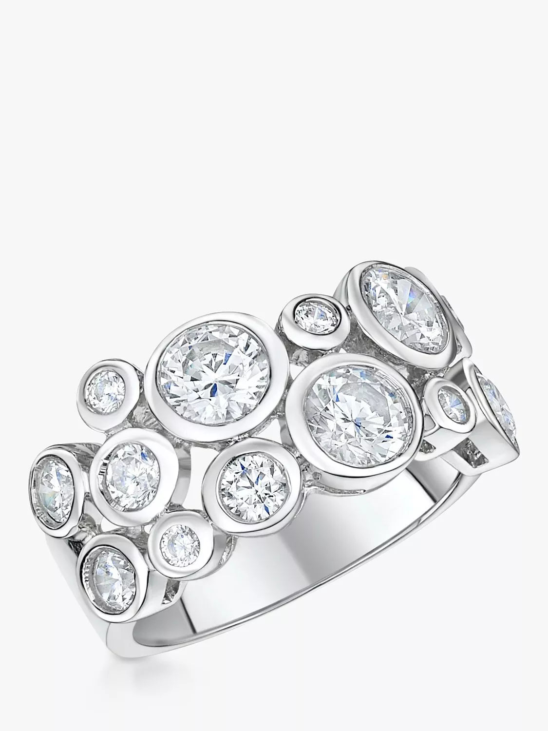 Jools by Jenny Brown cubic zirconia scatter bubble ring silver (British brand)