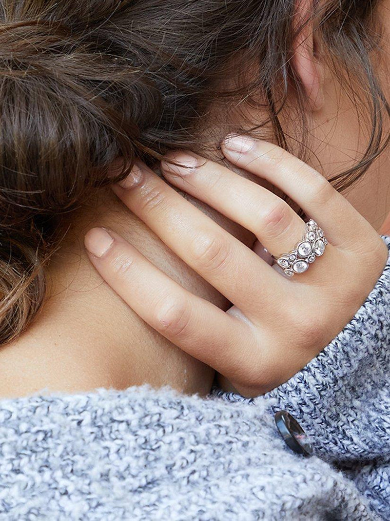 Jools by Jenny Brown cubic zirconia scatter bubble ring silver (British brand)