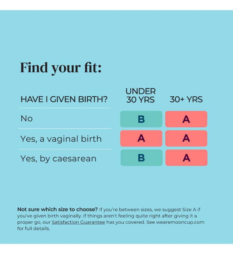 Mooncup menstrual cup Size B (British brand)