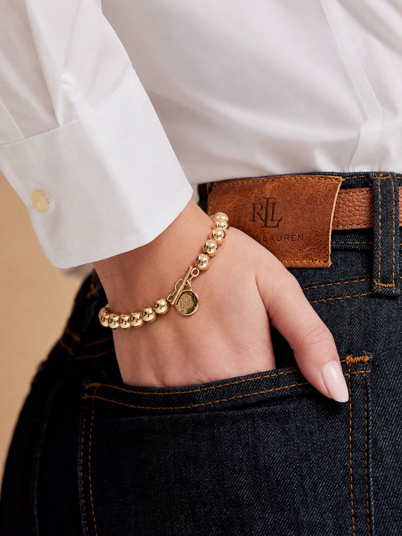 Ralph Lauren Gold Tone Metal Bead Bracelet, UK version