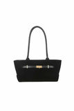 SVNX faux suede top-handle shoulder bag in black (British brand)
