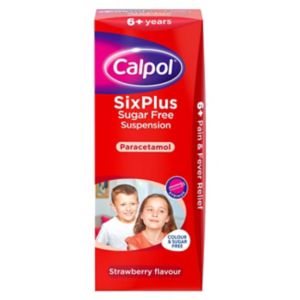 Calpol SixPlus zuckerfreie Suspension Erdbeergeschmack Oral Suspension 200ml