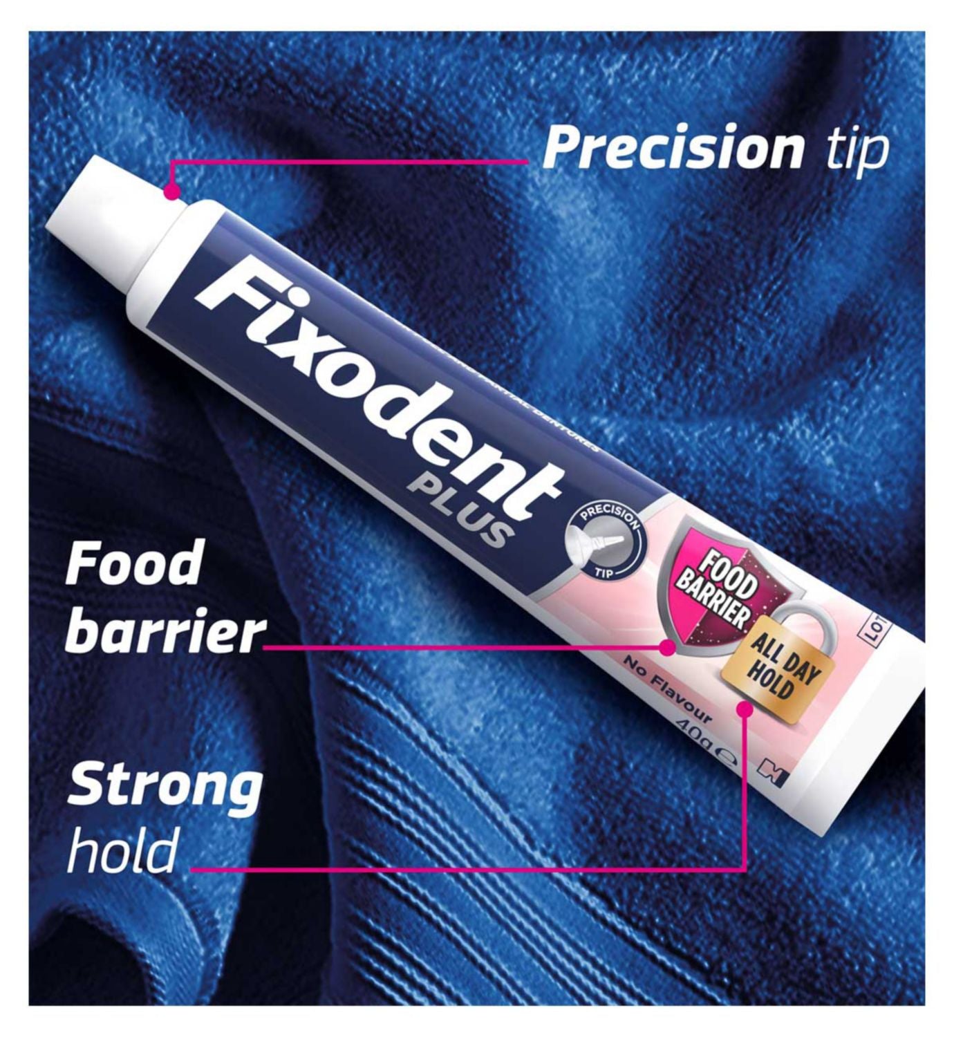 Fixodent Plus Food Barrier denture adhesive 40g, UK version
