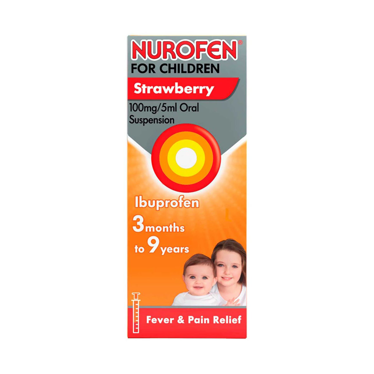 Nurofen children ibuprofen strawberry suspension 100ml, imported from the UK