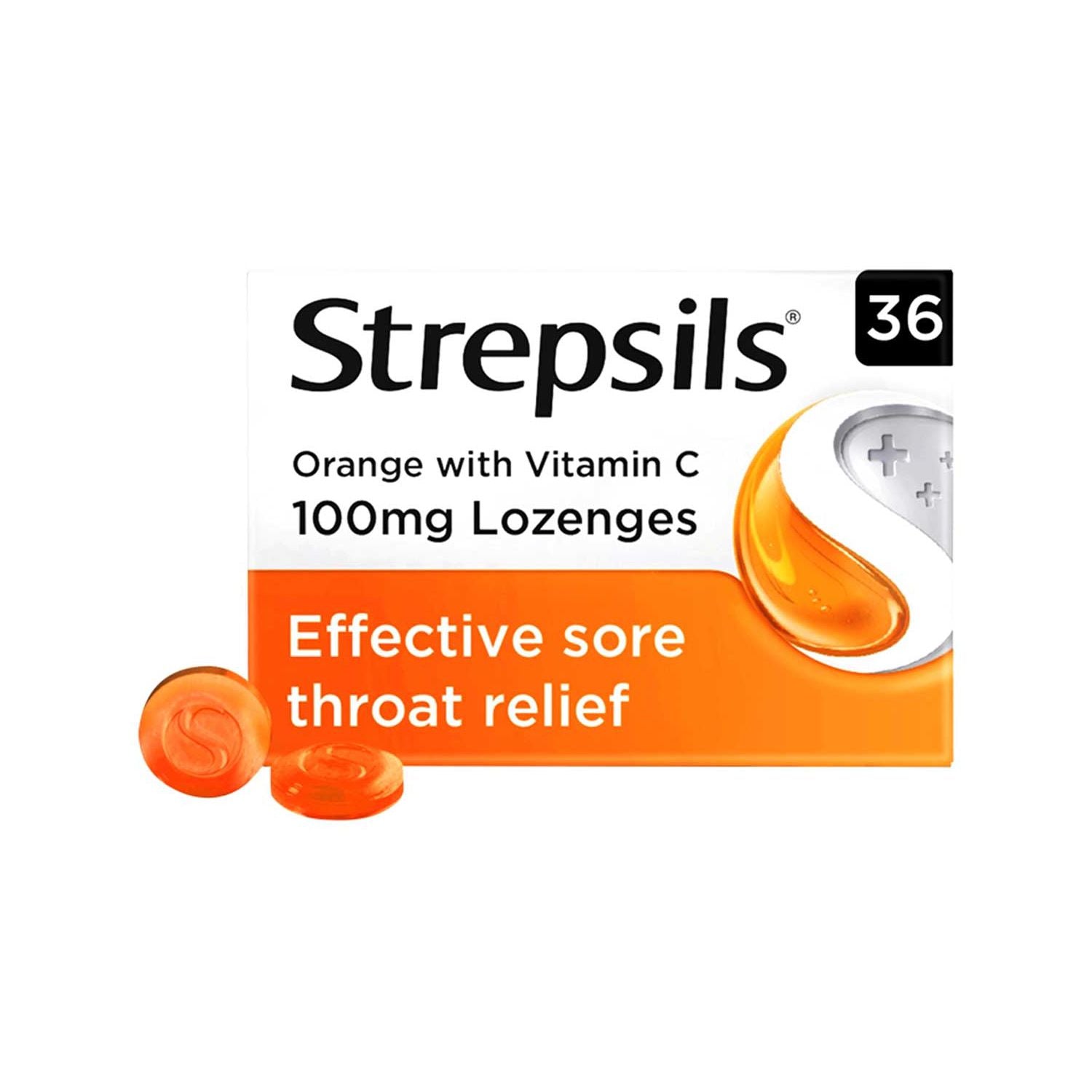 Strepsils Orange with Vitamin C lozenges 36s (British brand)
