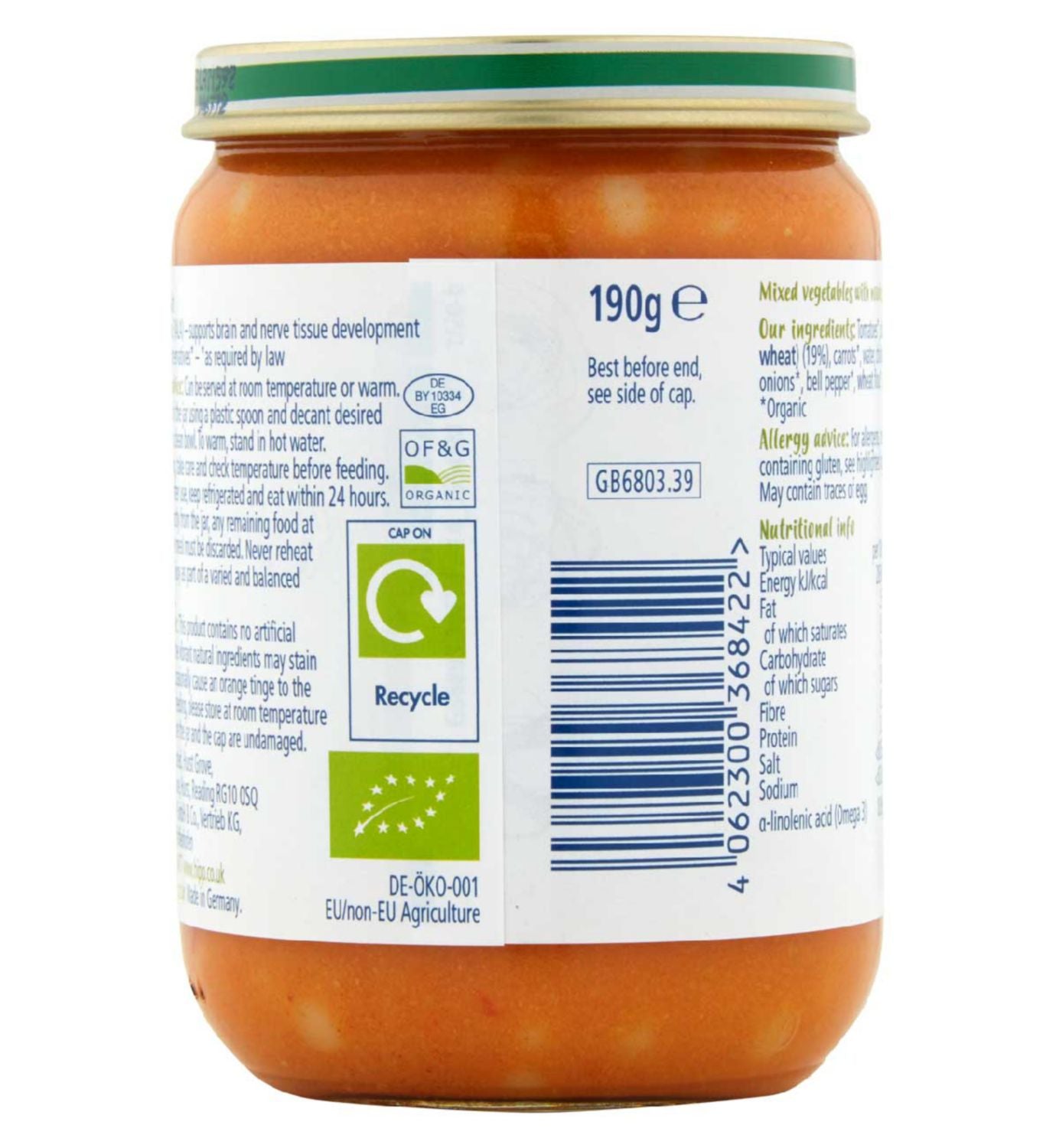 HiPP Organic baby food Veg & Chicken Noodles 190g, UK version
