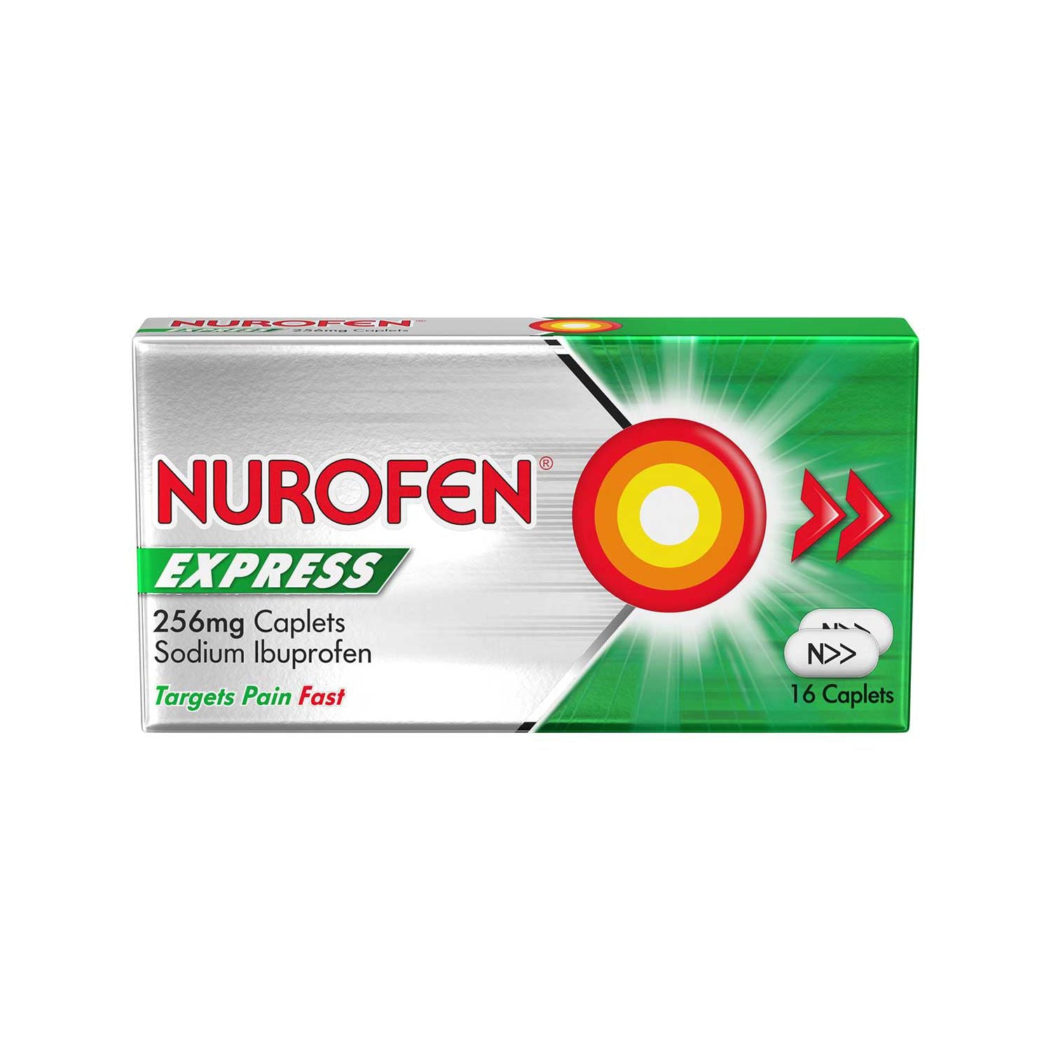 Nurofen Express 256mg caplets pain relief 16 count, UK version
