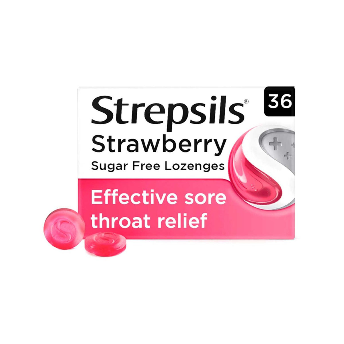 Strepsils strawberry sugar free lozenges 36s, UK version