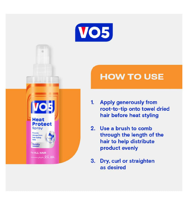 VO5 heat protect spray with heat activated complex 200ml, UK version