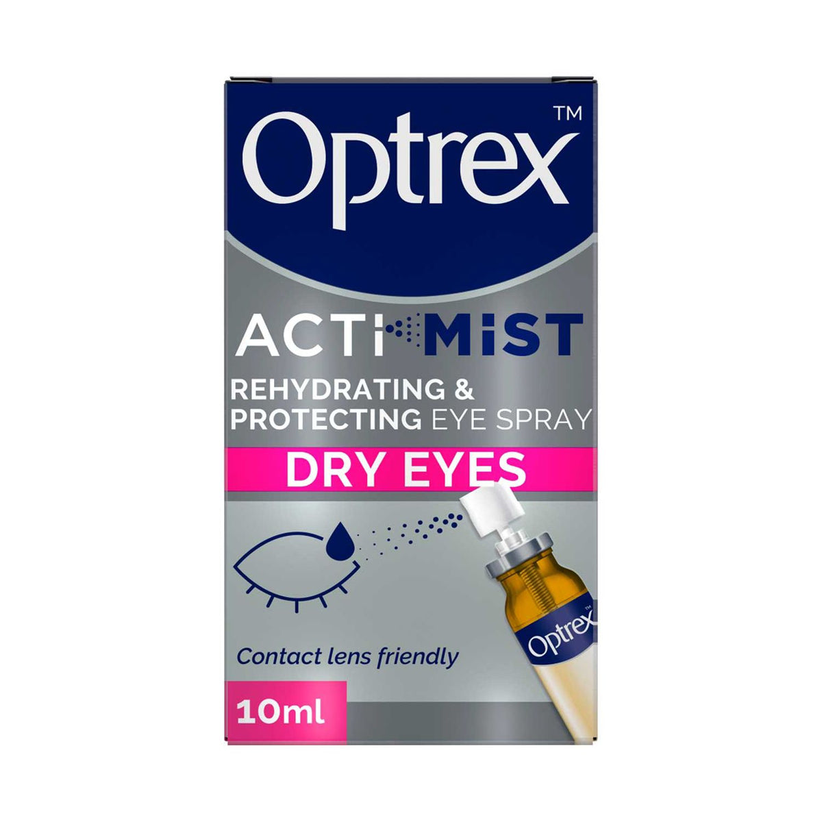 Optrex ActiMist rehydrating eye spray 10ml, imported from the UK