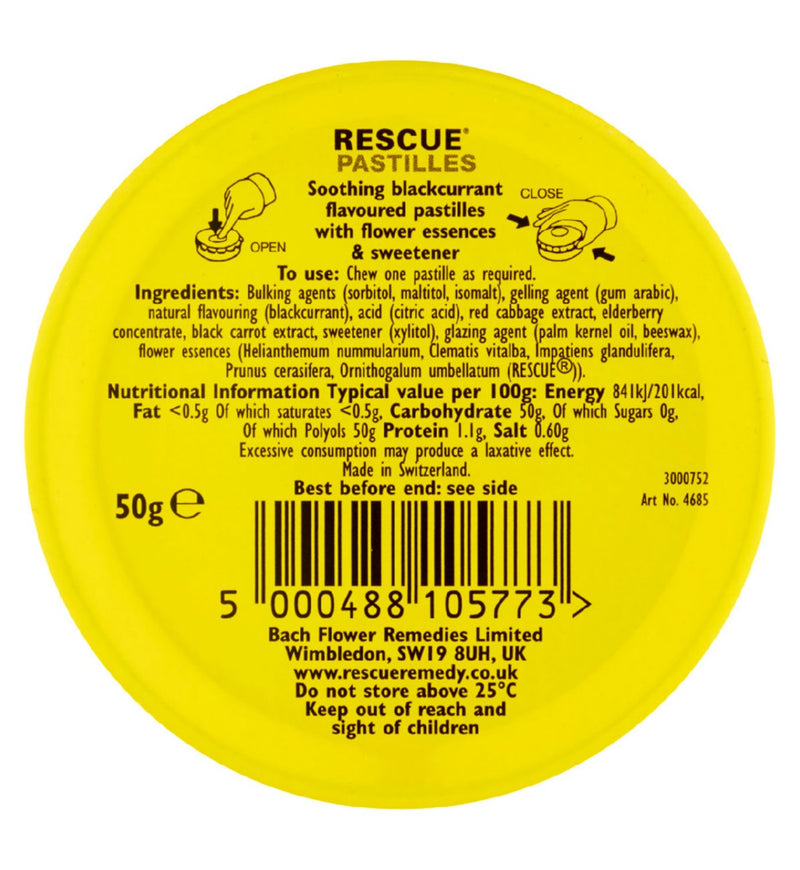 Bach Rescue Remedy blackcurrant pastilles 50g - British product