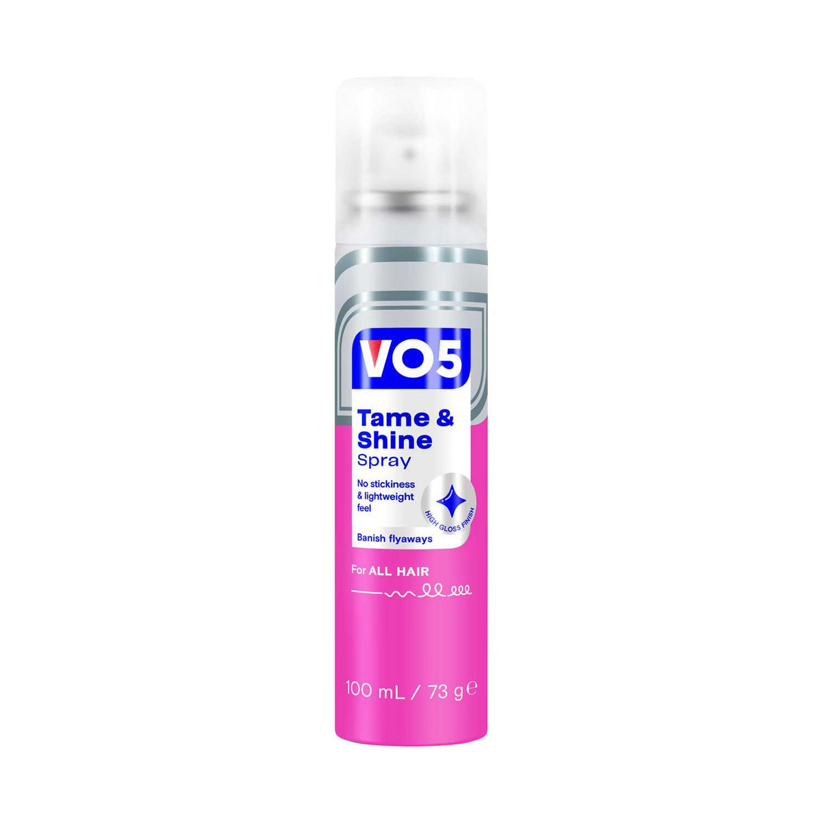 VO5 Tame & Shine glossy finish hair spray 100ml, UK version