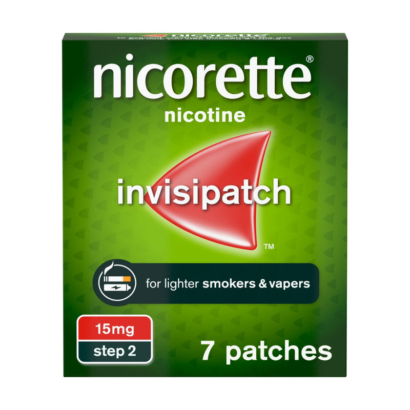 Nicorette Invisi 15mg nicotine patch 7 patches, UK version