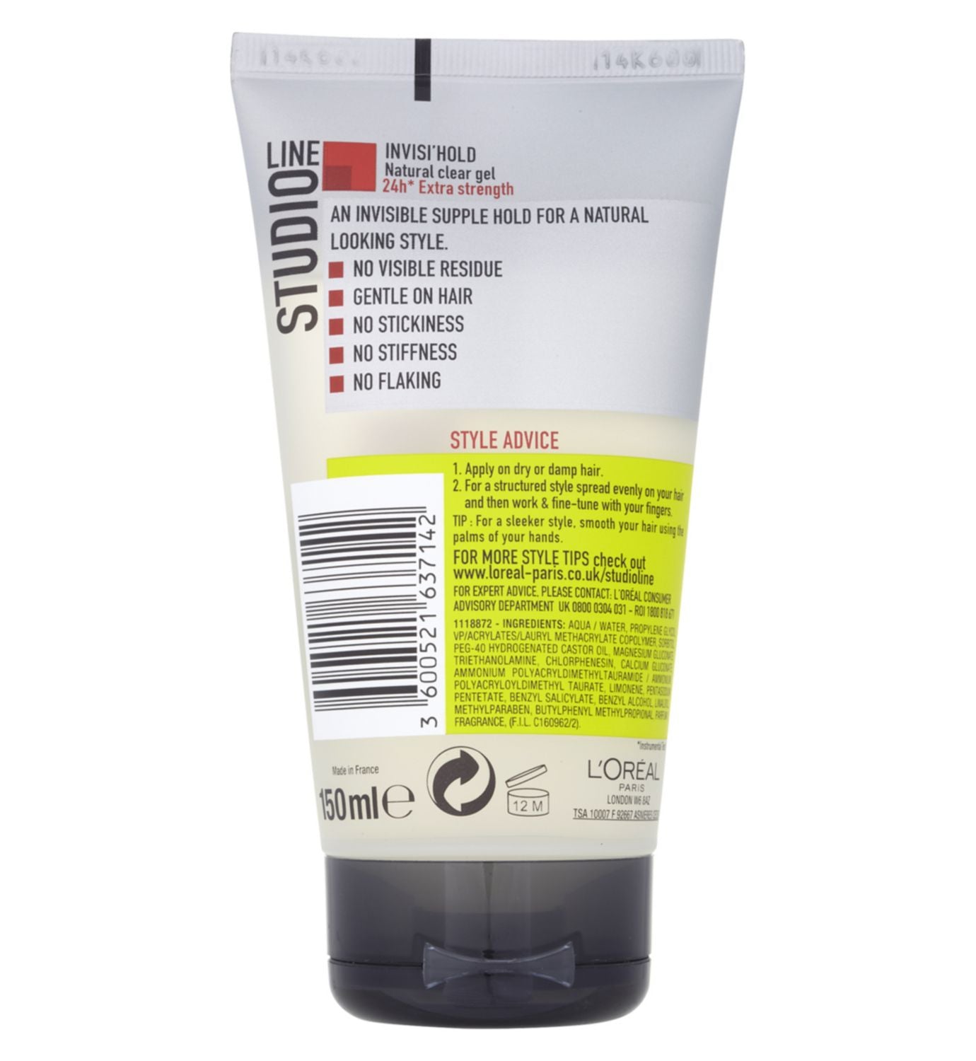 L'Oreal Studio Line invisible extra strength hair gel 150ml, UK version