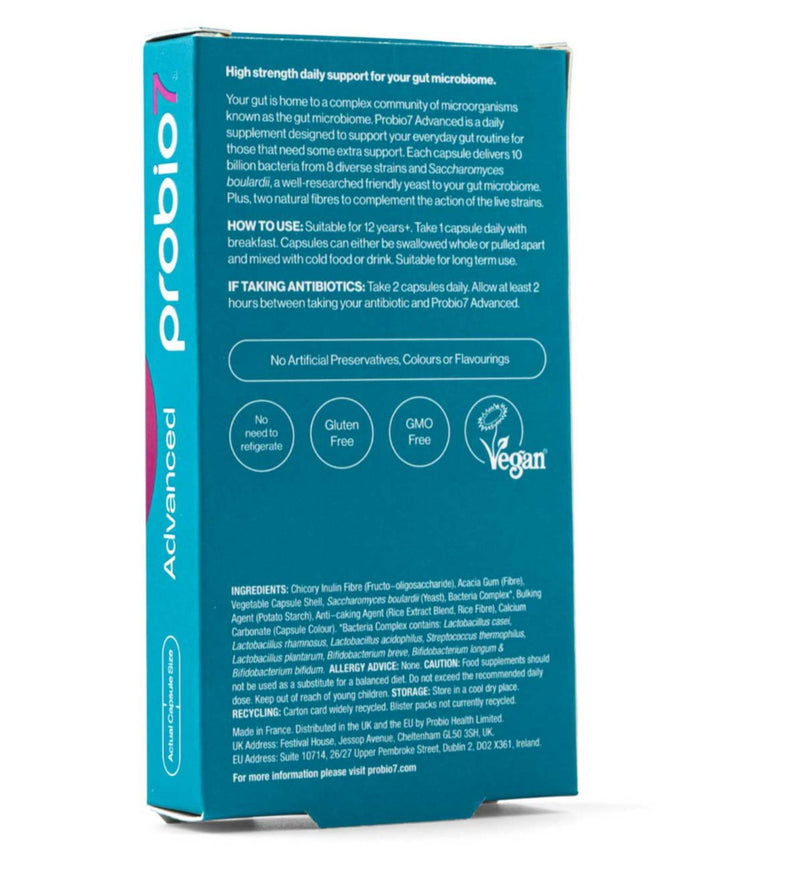 Probio7 Advanced probiotic supplement 30 capsules (British brand)