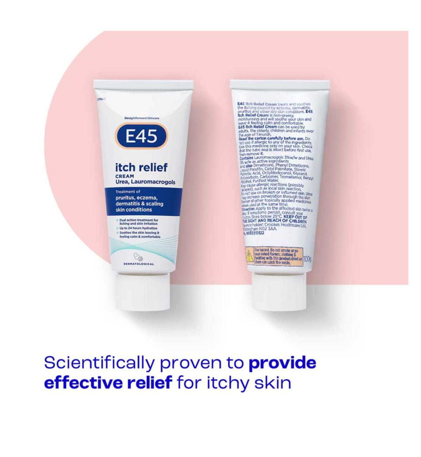 E45 Itch Relief Cream 100g tube, imported from the UK