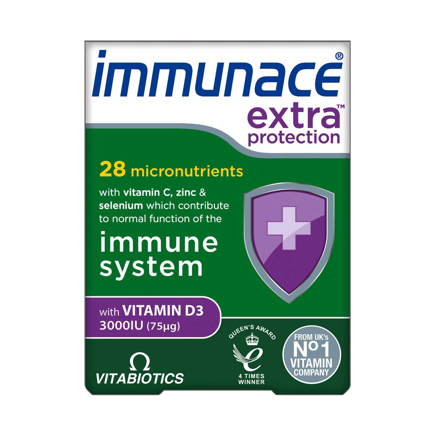Vitabiotics Immunace Extra Protection 30 tabletter, britisk versjon