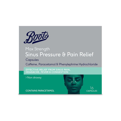 Boots Pharmaceuticals Max Strength Sinus Druck & Schmerzlindernde Kapseln 16 Kapseln