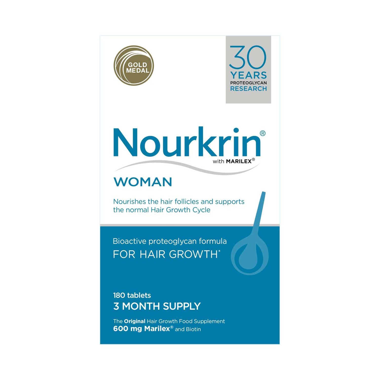 مكمل Nourkrin Woman لنمو الشعر 180 قرصًا، مستورد من المملكة المتحدة