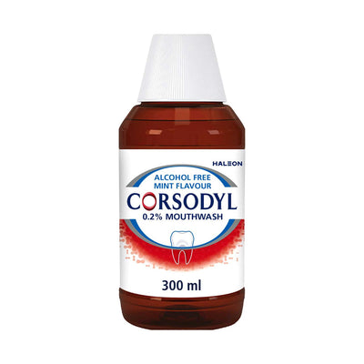 Corsodyl Medizinisches antibakterielles Mundwasser Minze alkoholfrei 300ml