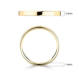 Flat court wedding ring 18ct yellow gold 2.0mm width, UK version