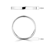 Platinum flat court wedding ring 2mm width - British product