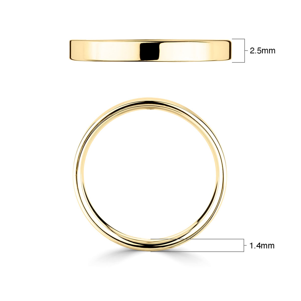 Costco 18ct yellow gold classic flat court wedding ring 2.5mm - British product