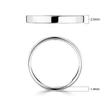 Platinum classic flat court wedding ring 2.5mm (British brand)