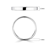 Platinum classic flat court wedding ring 2.5mm (British brand)
