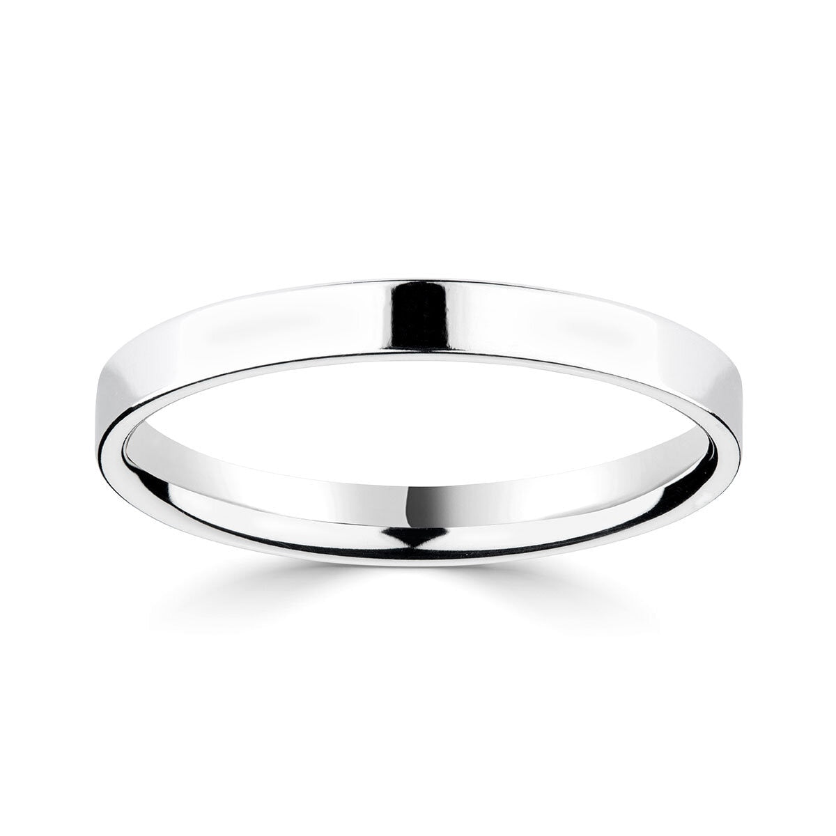 Platinum classic flat court wedding ring 2.5mm (British brand)
