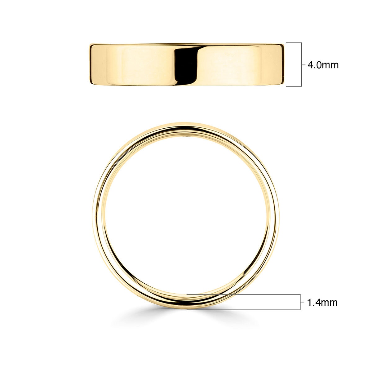 Costco classic flat court wedding ring 4.0mm 18ct yellow gold, UK version