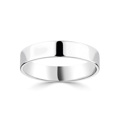 Costco UK 18ct White Gold Classic Flat Court Wedding Ring, 4.0mm- Buy online at McGrocer