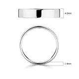 Platinum flat court wedding ring 4.0mm (British brand)