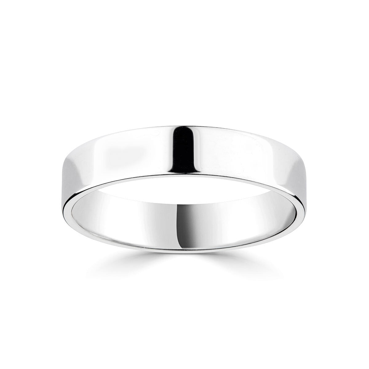 Platinum flat court wedding ring 4.0mm (British brand)