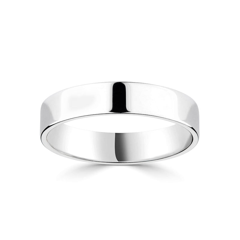 Platinum flat court wedding ring 4.0mm (British brand)