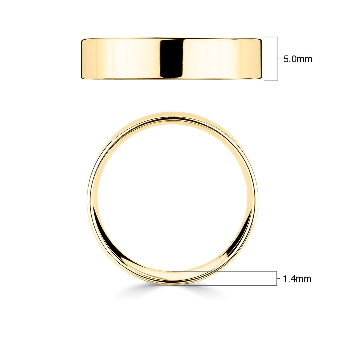 Costco 18ct yellow gold flat court wedding ring 5.0mm (British brand)