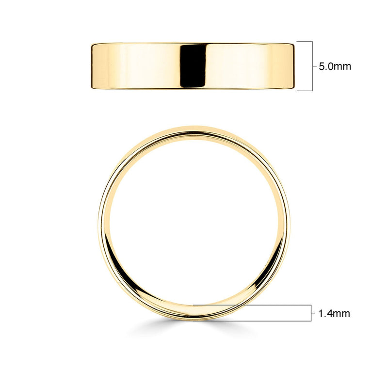 Costco 18ct yellow gold flat court wedding ring 5.0mm (British brand)