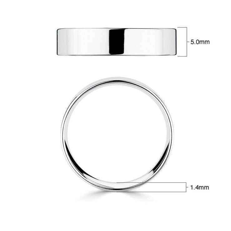 Costco 18ct white gold flat court wedding ring 5.0mm - British product