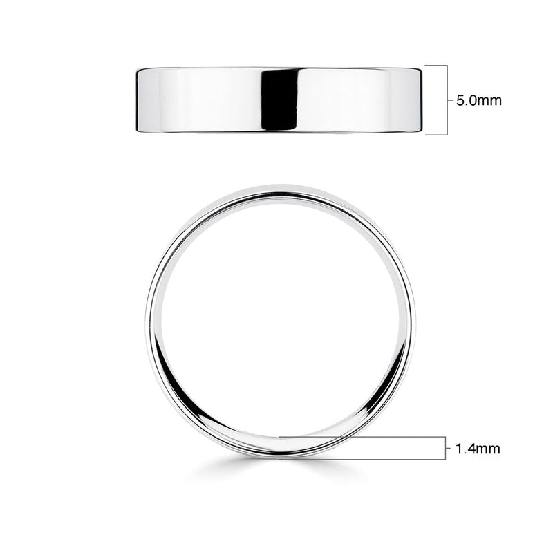 Costco 18ct white gold flat court wedding ring 5.0mm - British product