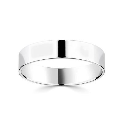 Costco UK 18ct White Gold Classic Flat Court Wedding Ring 5.0mm- Buy online at McGrocer