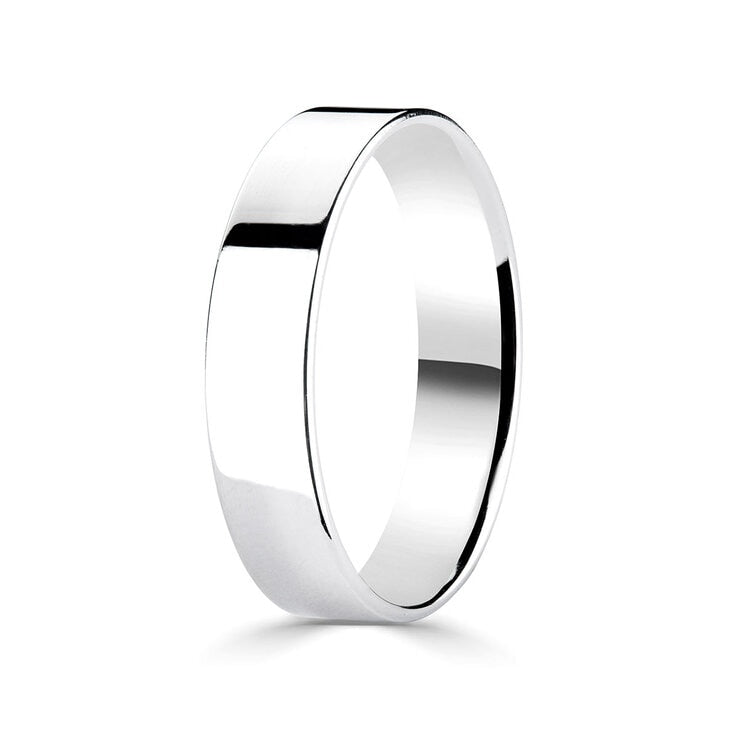 Costco 18ct white gold flat court wedding ring 5.0mm - British product