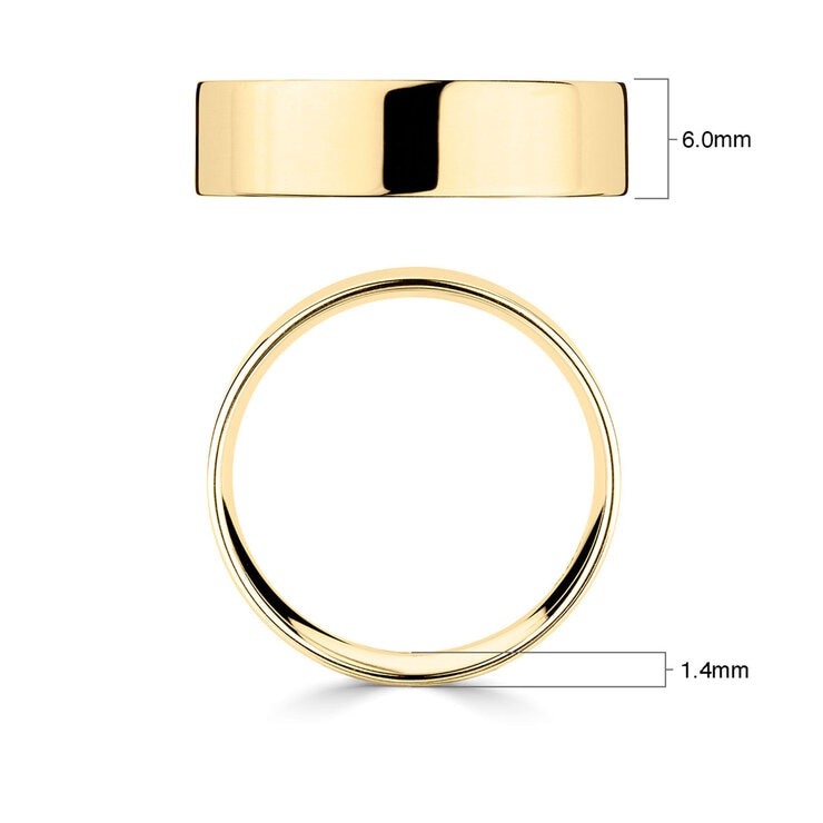 Costco 18ct yellow gold flat court wedding ring 6mm, UK version