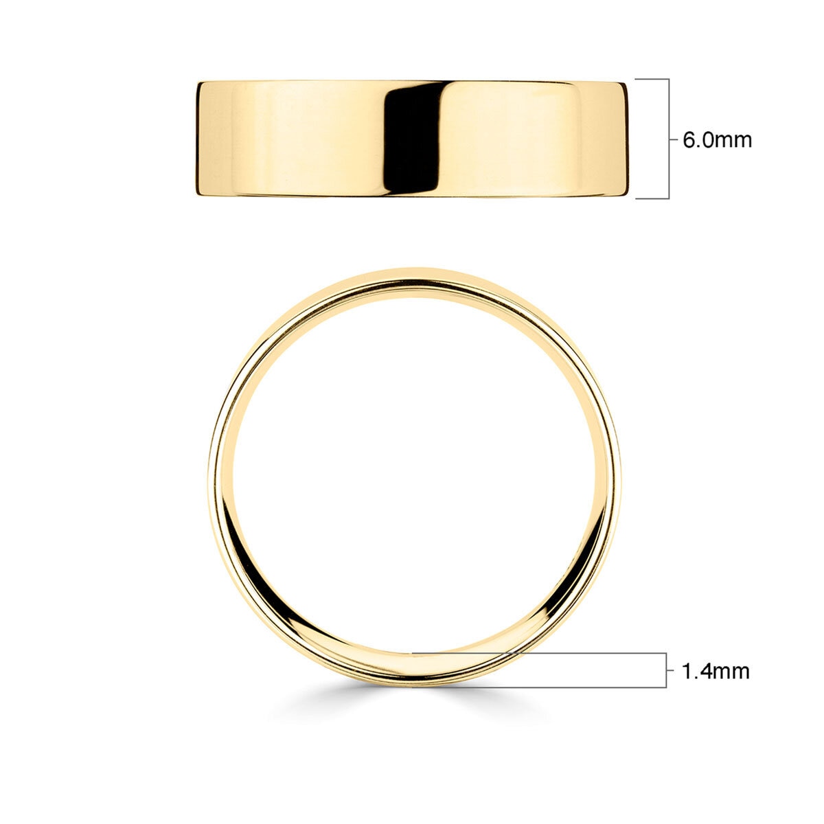 Costco 18ct yellow gold flat court wedding ring 6mm, UK version