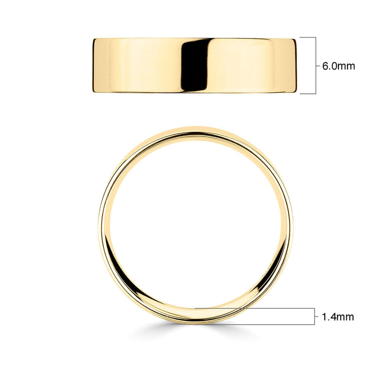 Costco 18ct yellow gold flat court wedding ring 6mm, UK version
