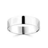 18ct white gold flat court wedding ring 6.0mm, UK version