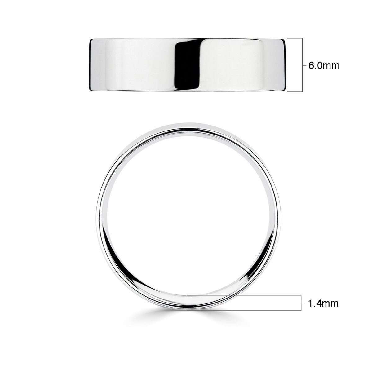 Costco Classic Flat Court Platinum wedding ring 6mm, imported from the UK