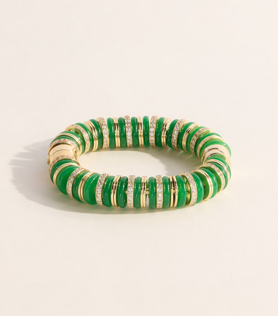 Eddie Borgo Lenox bracelet with jade malachite and crystal pave, imported from the UK